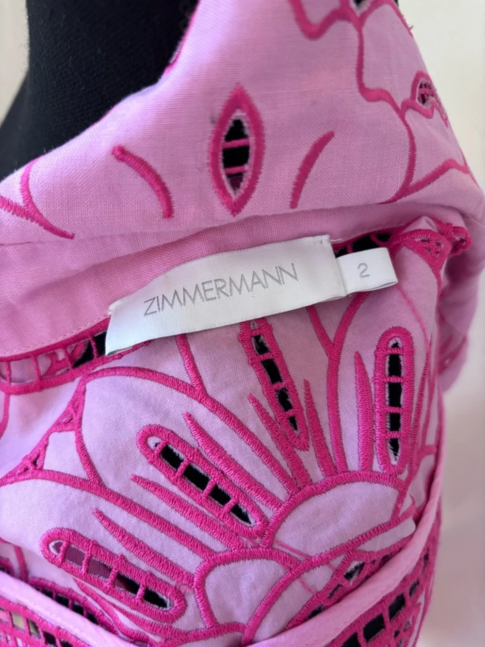 Zimmermann pink cut out lace oversized button down Medium - Picture 5 of 6